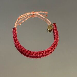 Pura Vida Braided Bracelet in Red and Peach with Gold Charm